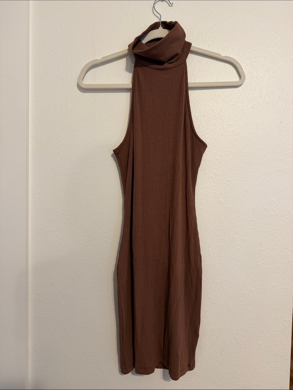 Princess Polly Ribbed Sleeveless Turtleneck Midi Dress - Brown